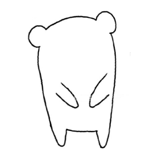2.再画小熊的身体轮廓。