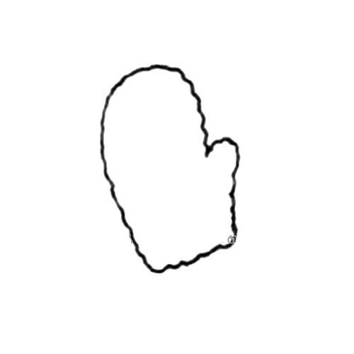 1.用小波浪线描绘出左手手套的轮廓。