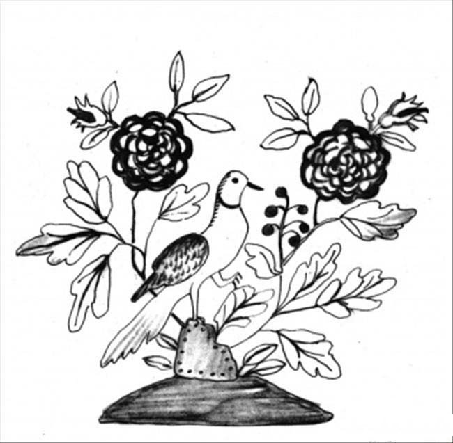 玫瑰花和鸟简笔画图片