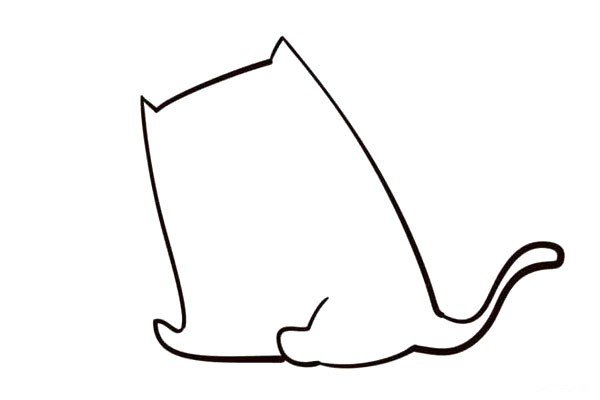 第三步然后画出猫咪的小尾巴~