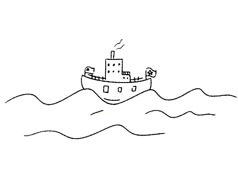 大海上的邮轮简笔画图片