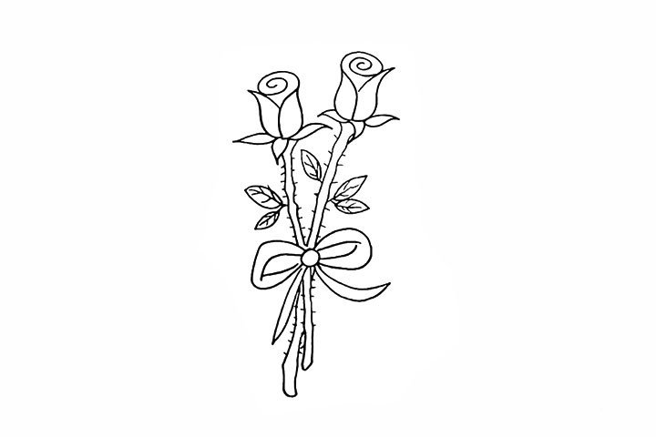 9.然后画出花茎上面的倒刺。