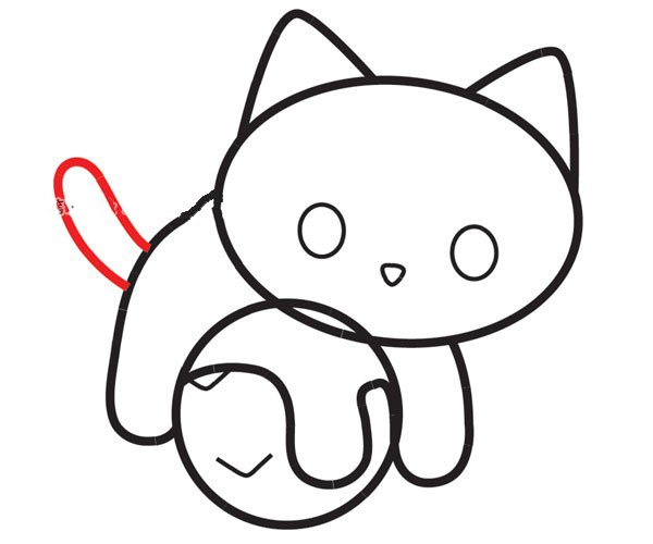 (步骤10)画小猫的尾巴。