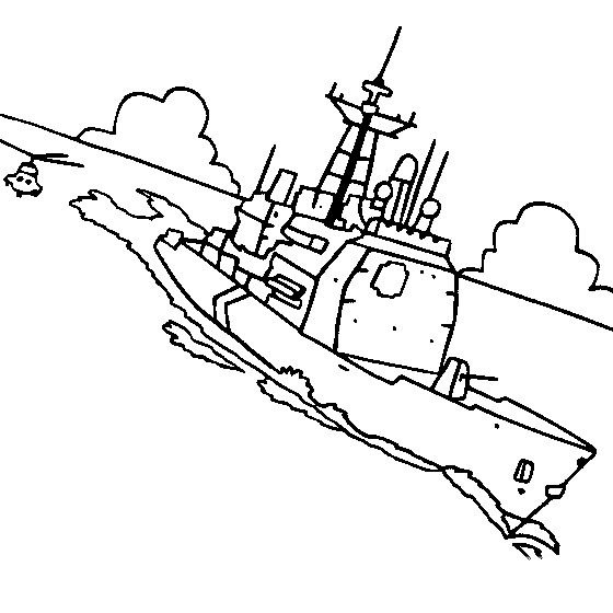 交通工具简笔画 提康德罗加级巡洋舰简笔画图片