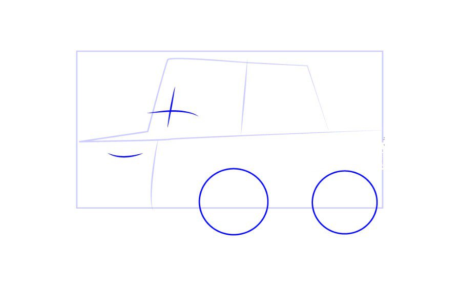 步骤二：画车的两个轮子