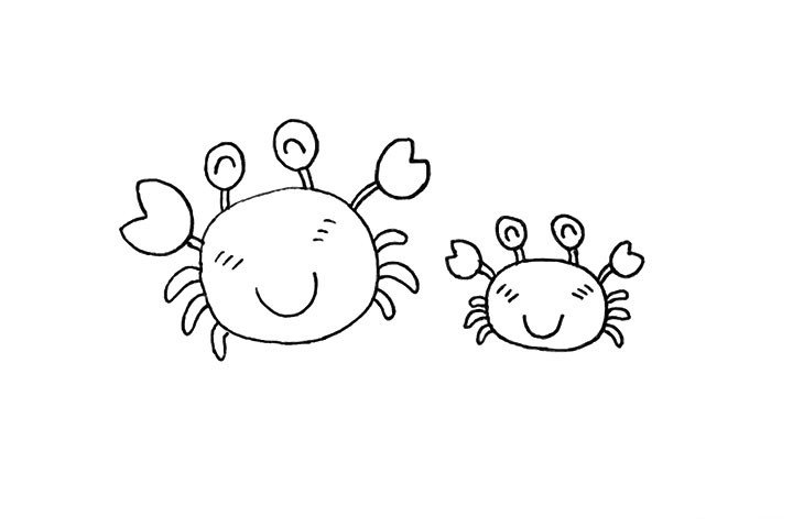 6.用同样的画法在旁边画一只小的螃蟹。