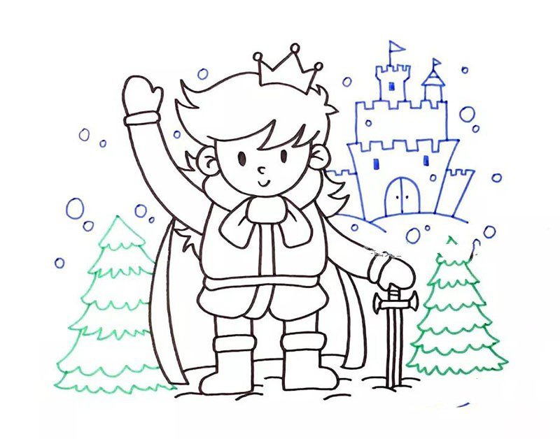 冰雪王国的王子简笔画1