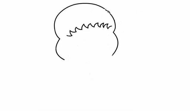 第一步  先画出小女孩的发型，刘海是锯齿状，跟小丸子的很像。
