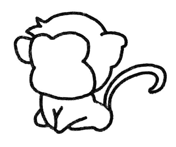 可爱的小猴子简笔画步骤3