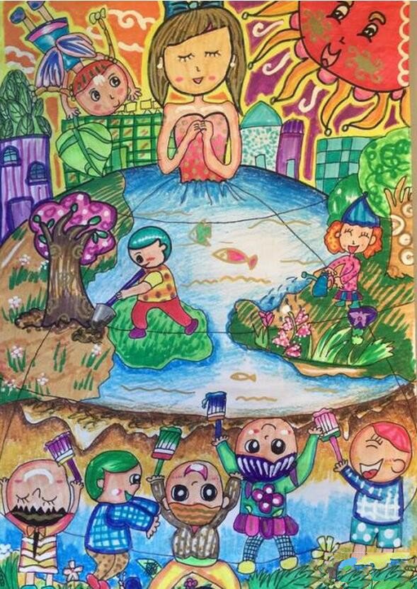 我爱地球妈妈世界地球日儿童画获奖作品展示