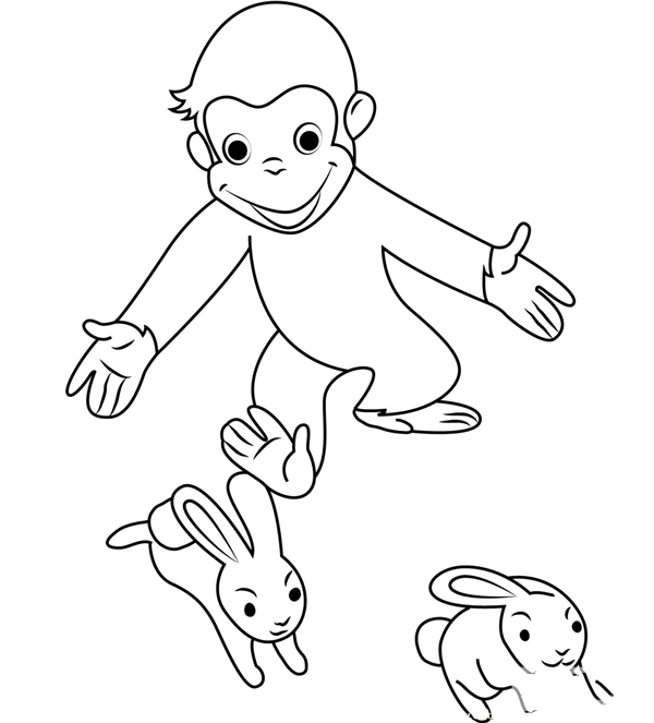猴子追兔子简笔画图片