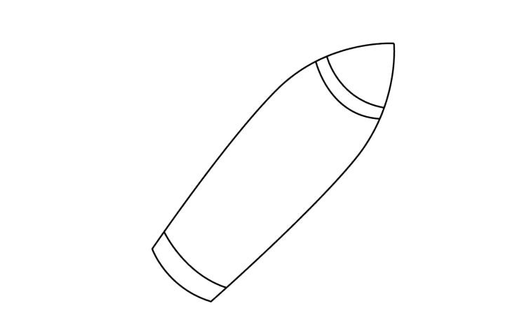 2.机身上画出火箭的头部尾部分割线。