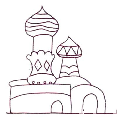 2.画出右侧的城堡部分。
