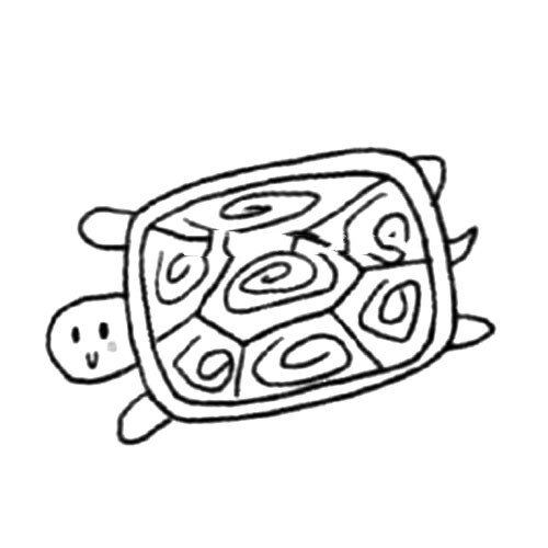 4.最后画龟壳上的花纹和表情。