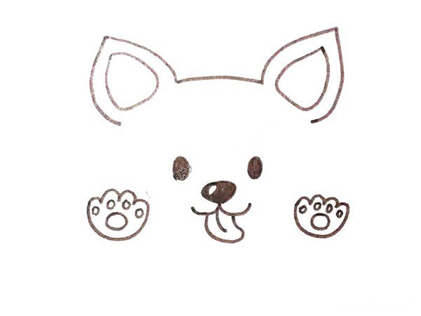 第4步：为小狗画上2只可爱的小耳朵。