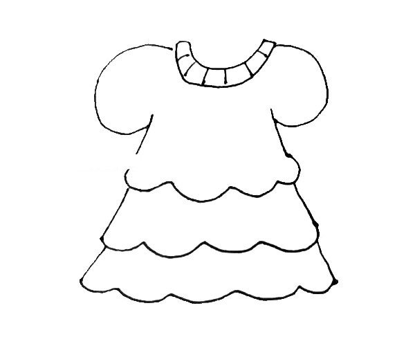 第四步：用同样的方法，在下面再画出两层裙摆。