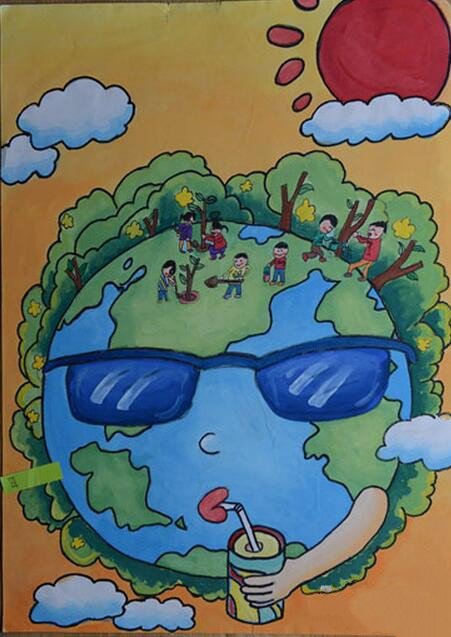植树节教师范画作品之我们爱地球