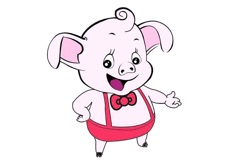 可爱的卡通小猪简笔画彩色