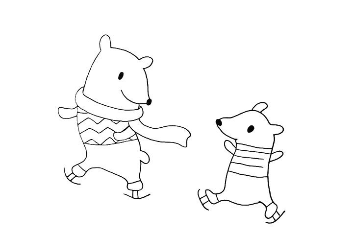 10.同样的画法也给小北极熊画上溜冰鞋。