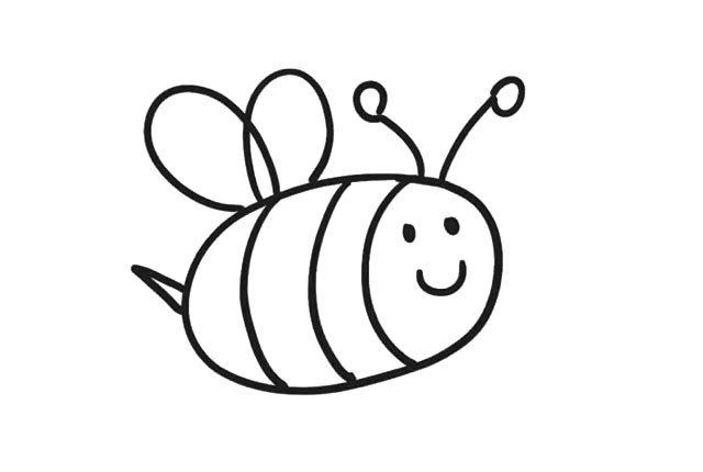 6.然后在小蜜蜂的背部， 画上一对小翅膀。