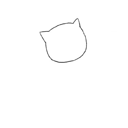 1.先画小猫的头部轮廓。