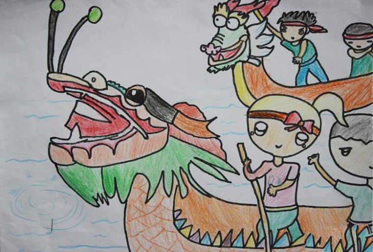 端午节儿童画 精彩的龙舟赛