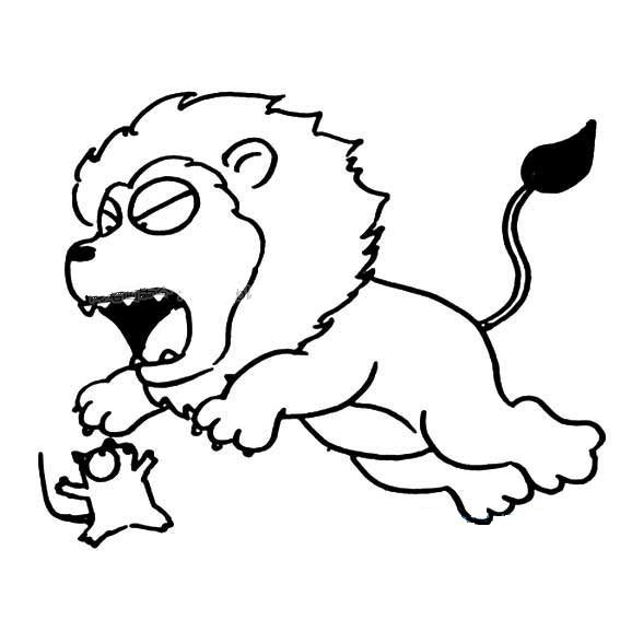 抓老鼠的狮子简笔画