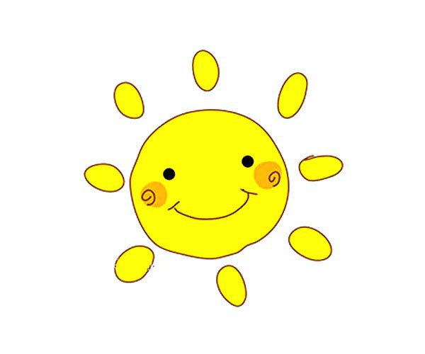 一组可爱的微笑太阳简笔画图片