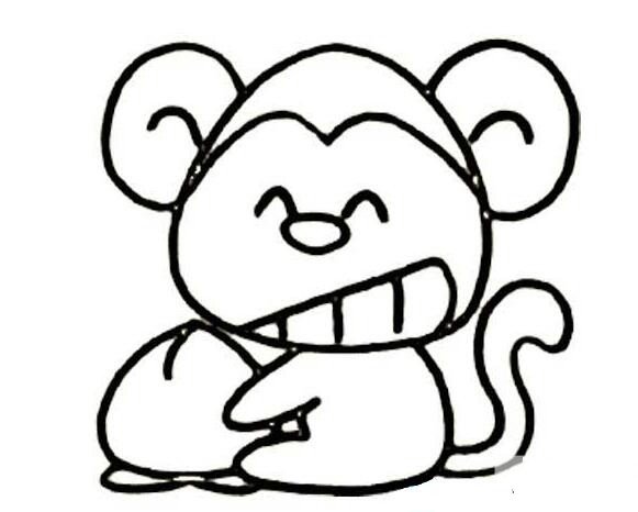 爱吃桃的猴子简笔画