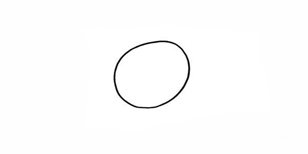 1.首先画出小黑的头部.一个不规则的椭圆。