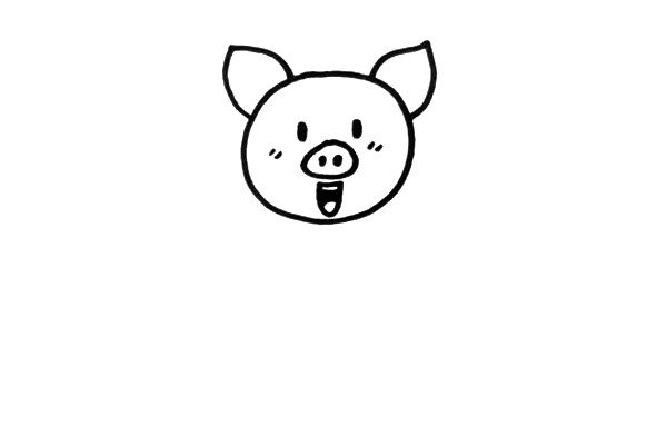 2.大大的猪耳朵是它的特征，要表现到位，还有它的五官。