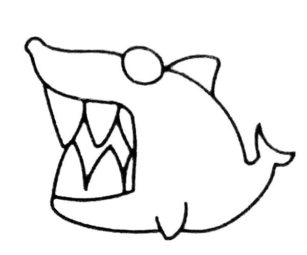 卡通鲨鱼简笔画步骤3