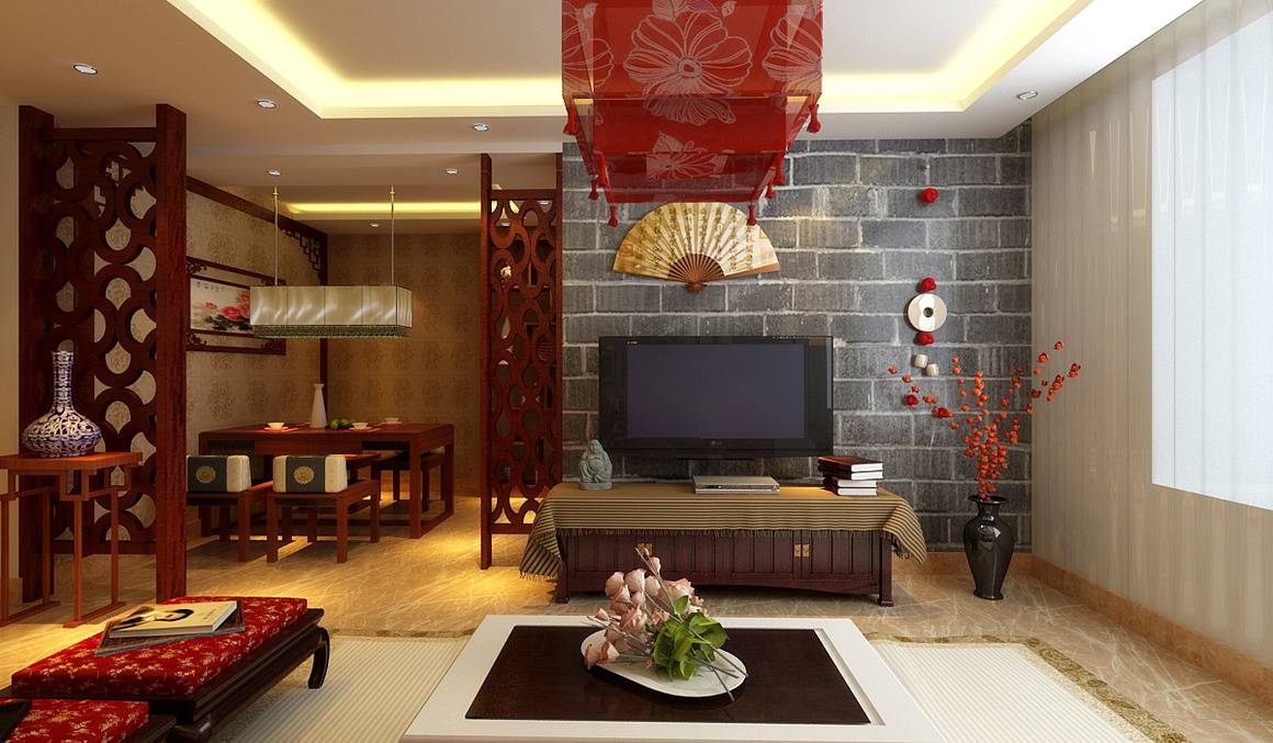 中式中式风格客厅背景墙电视背景墙装修图