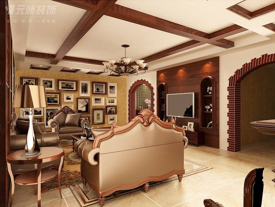 美式客厅沙发茶几设计方案