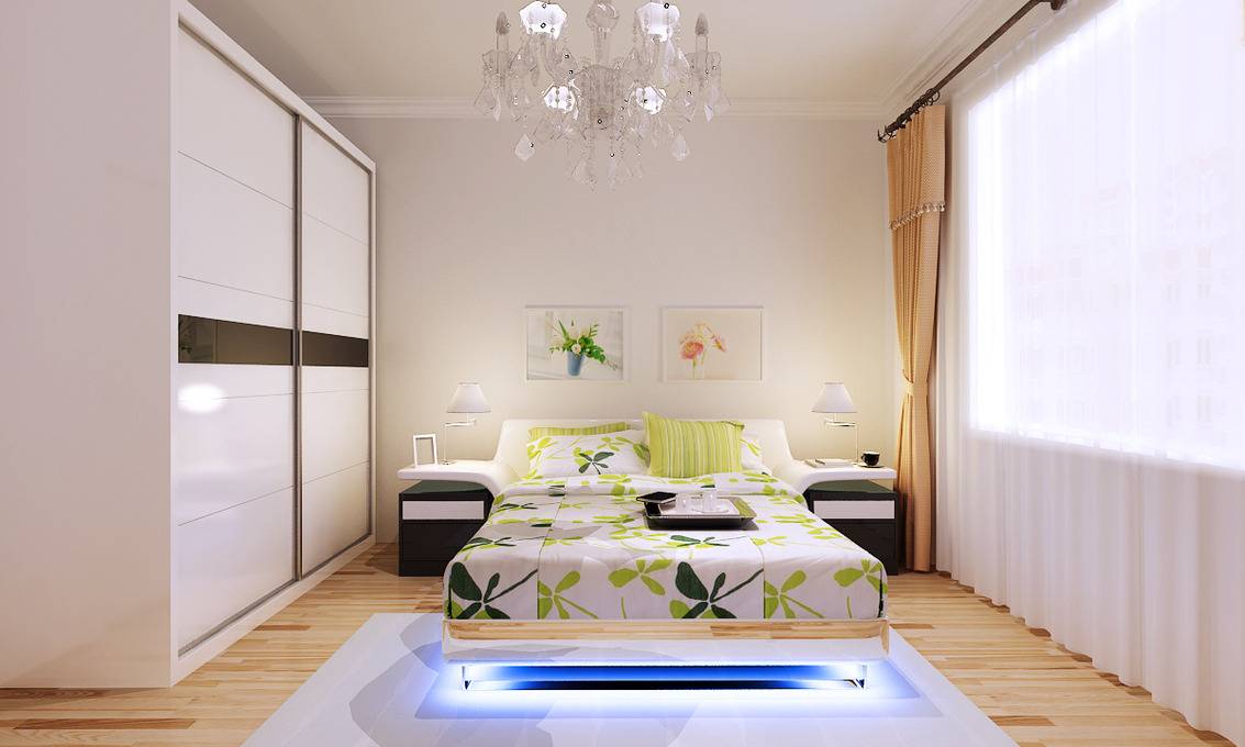 现代卧室三室两厅两卫吊顶窗帘衣柜设计案例展示