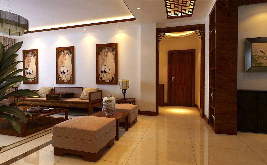 中式客厅背景墙沙发设计案例展示
