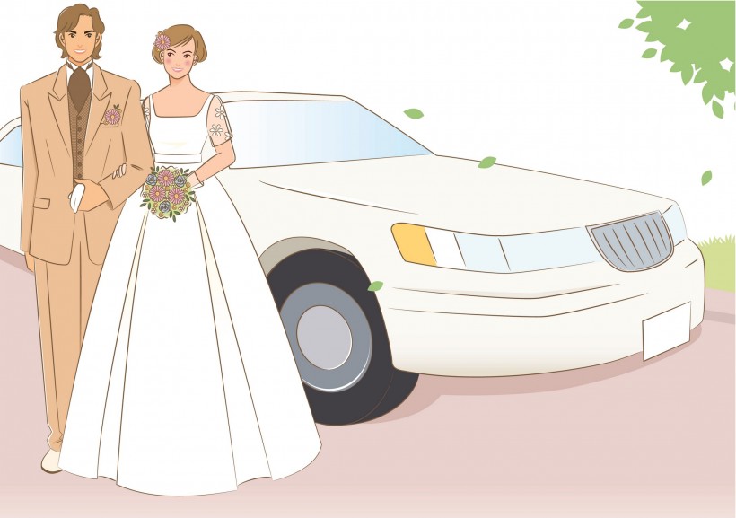 婚礼情景卡通矢量图片