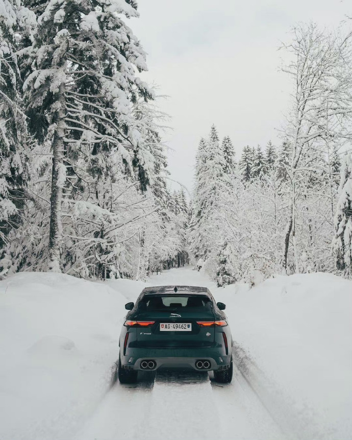 一组雪地里的捷豹F-Pace汽车图片