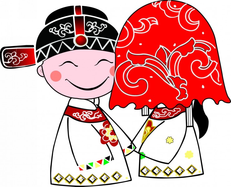 中式婚礼卡通图片