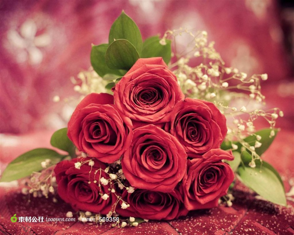 最美的红玫瑰花束图片