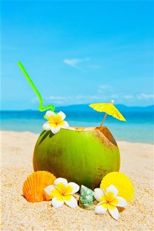 一组清甜解渴的椰子图片