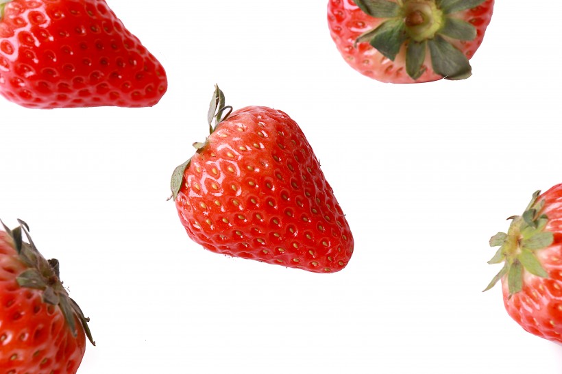 一组新鲜的大草莓图片