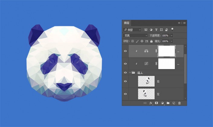 多边形效果，设计多边形熊猫图片