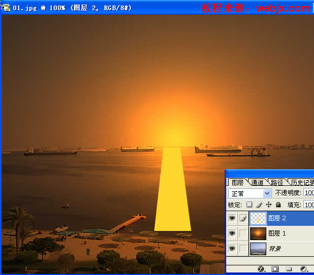 Photoshop处理早晨景象为美丽夕阳效果