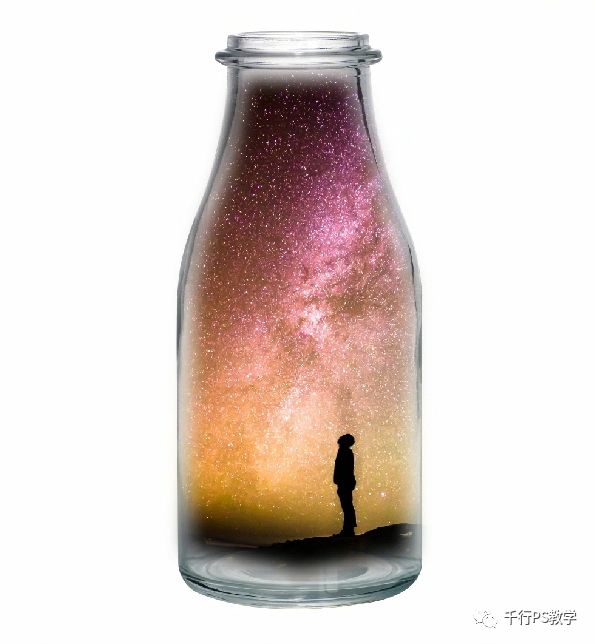 创意合成，制作一幅把星星放进瓶子里的创意场景
