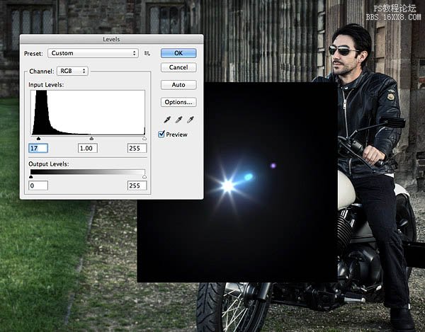 Photoshop给酷哥的摩托车加上闪亮的车灯