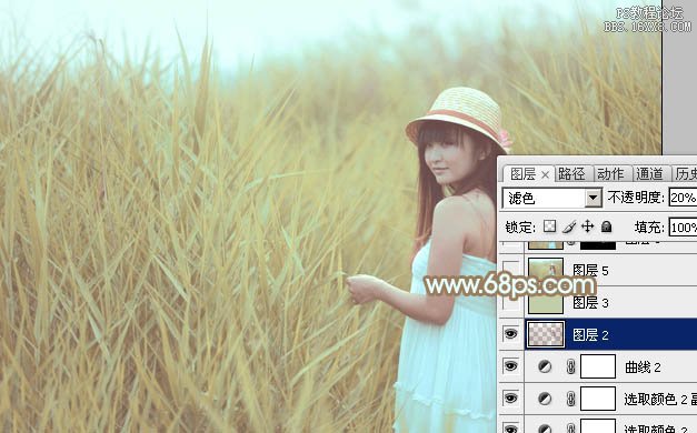 Photoshop打造小清新的韩系淡褐色外景人物图片