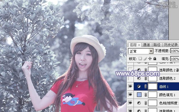 Photoshop打造唯美的韩系冷色外景人物图片