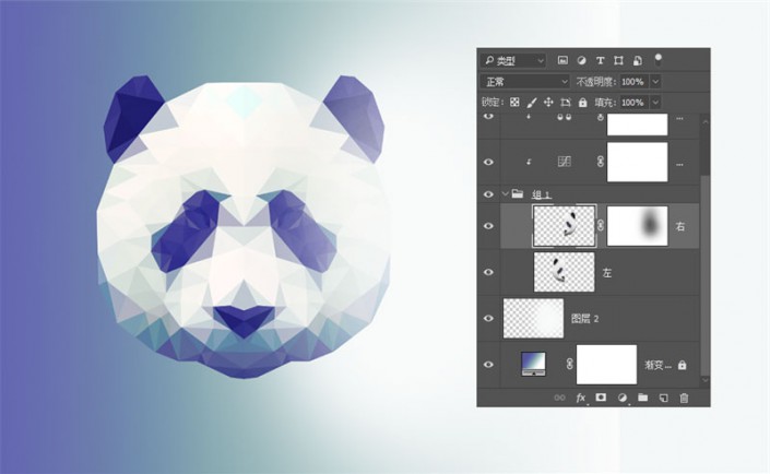 多边形效果，设计多边形熊猫图片