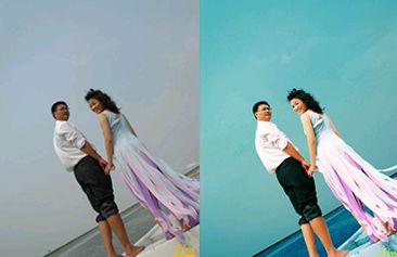 PhotoShop为海滨婚纱片调出浪漫蓝色调 教程